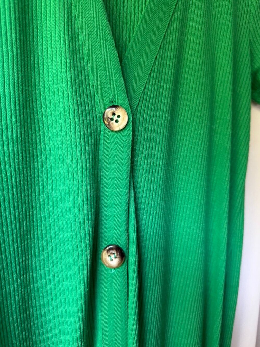 Zara Green Ribbed Button-Front Cardigan Midi Dress - Picture 4 of 5